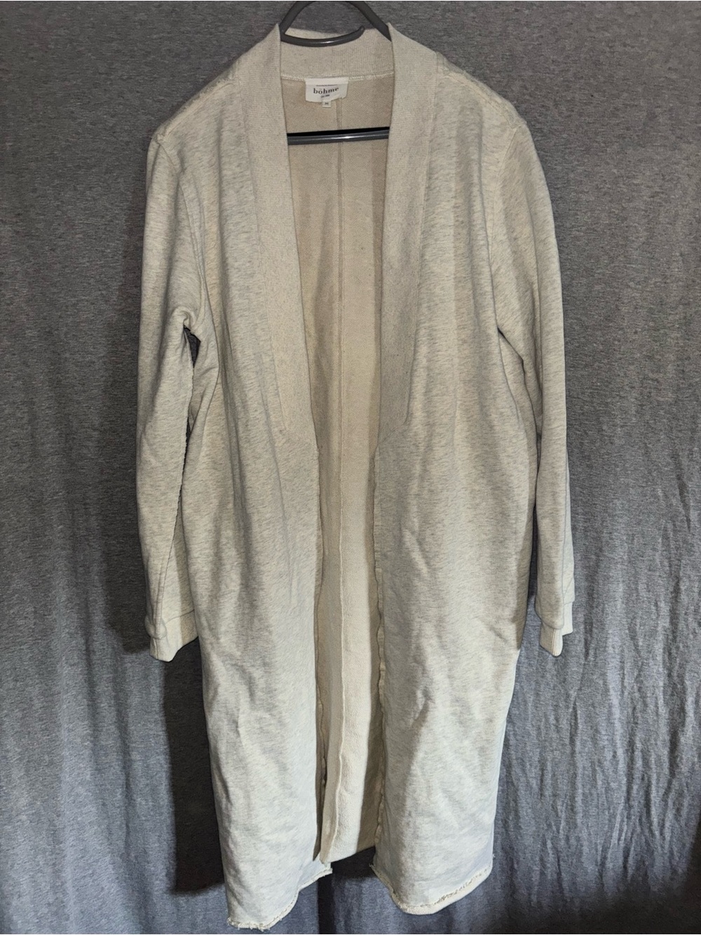 Bohme Light Beige Open-Front Long Cardigan Sweater